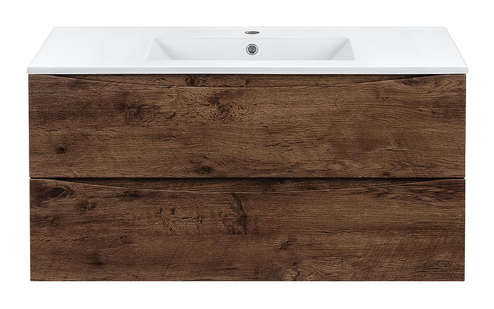 Тумба под раковину Vincea Mia 1000 R.Wood 100,6х46 см, с 2 ящиками, подвесная, темное дерево