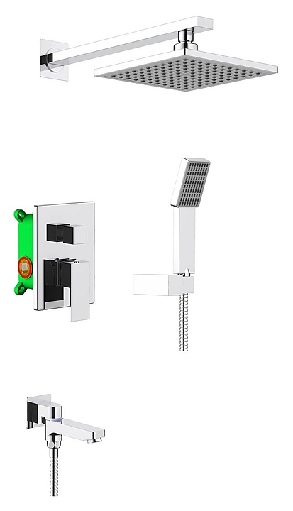 Комплект душевой TIMO Selene SX-3069/00SM (1113) с квадратным верхним душем, хром