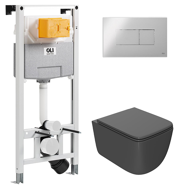 Унитаз подвесной с инсталляцией и панелью смыва OLI 120 ECO Sanitarblock pneumatic 879235pKA00+PN41831GM