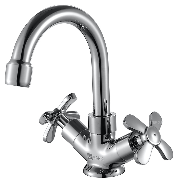 Смеситель для раковины LEMARK Partner LM6547C с поворотным изливом, двуручный, хром