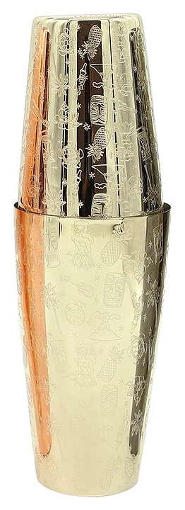 Шейкер бостон P.L. Barbossa CTSK0027-GP 750 мл (нерж. сталь) золото с рисунком 