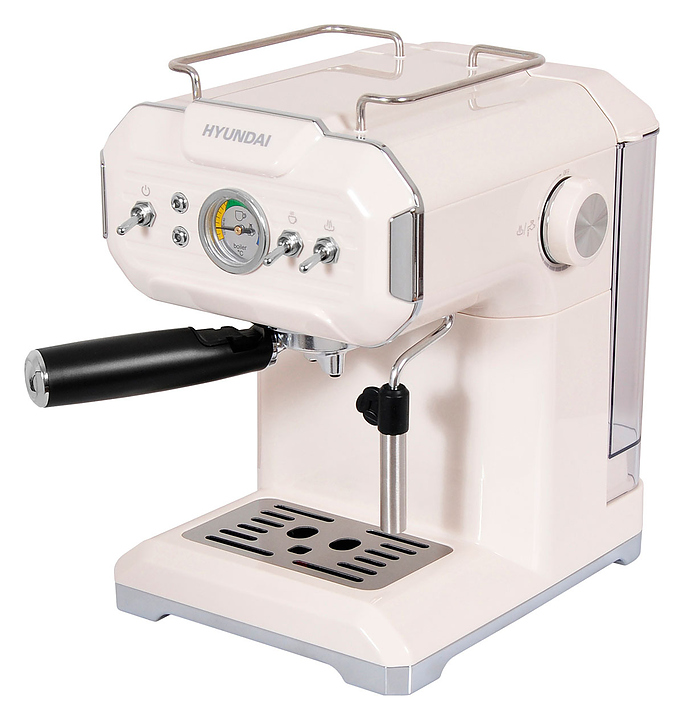 Кофеварка рожковая Hyundai HEM-5300 850 Вт бежевый/серебристый