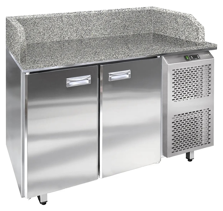 Стол холодильный для пиццы Finist СХСпцгбя-700-3 (боковой холодильный агрегат) с гранитными столешницей и бортами