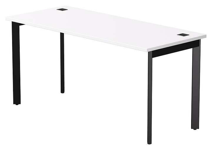 Стол офисный Everprof EVO 1580х670х755 мм (ЛДСП / металл) опоры 45гр, белый / черный
