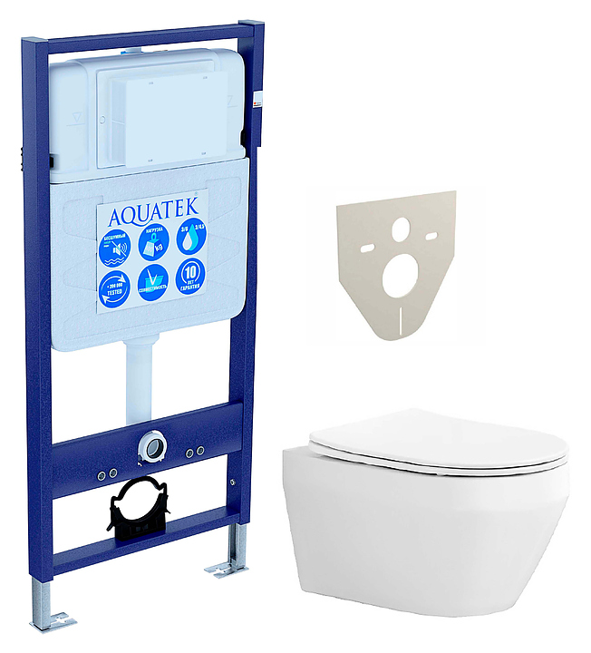 Унитаз подвесной с инсталляцией и сиденьем Aquatek SET ЛЕЯ