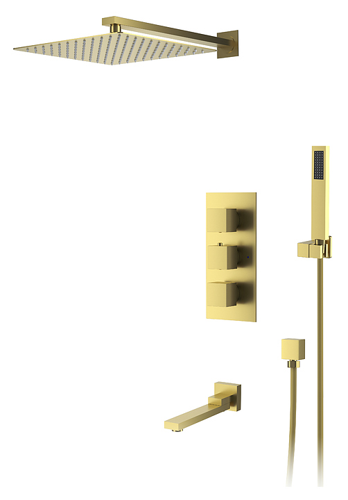 Душевая система встраиваемая D&K Bayern.Liszt DA2515607A04 с термостатом, матовое золото