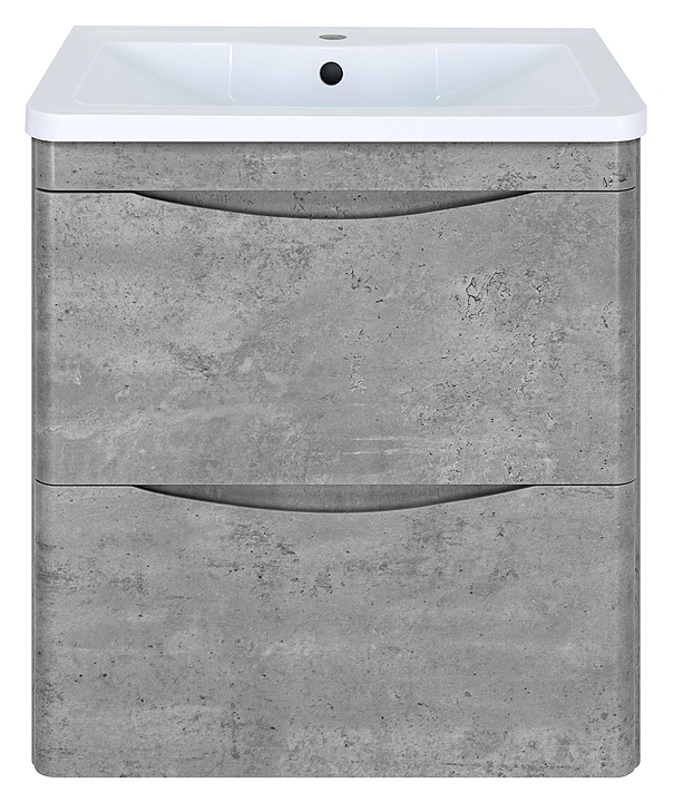 Тумба под раковину Misty Атлантик-60 58,7х61 см, подвесная, с 2 ящиками, серый камень