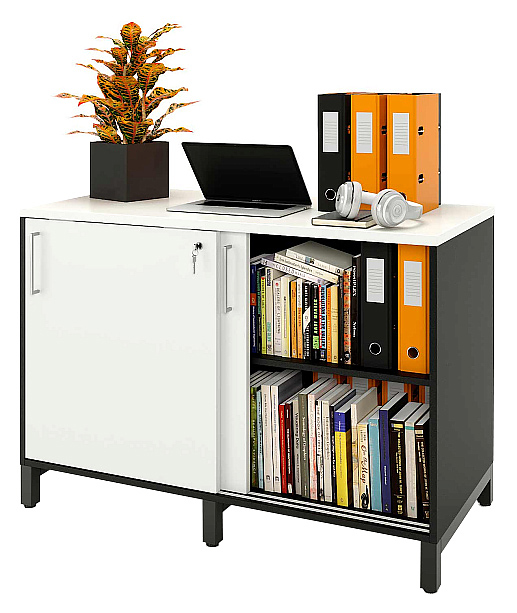 Локер ZAMM 2 полки МК 600 120х60х83,7 см фасад белый, корпус черный