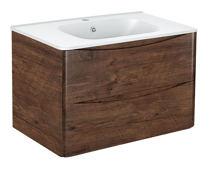 Тумба под раковину Vincea Paola 800 R.Wood 79х46,6 см, подвесная, темное дерево