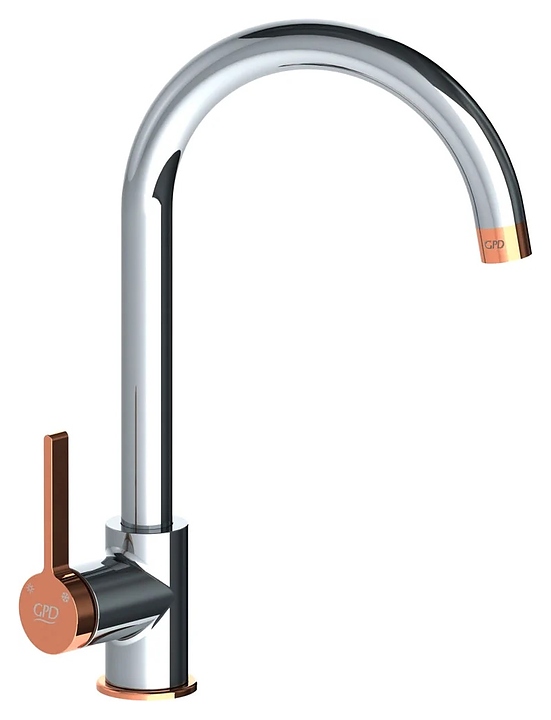 Смеситель для кухни GPD Gildo Colored MTE165-K-R хром, розовое золото