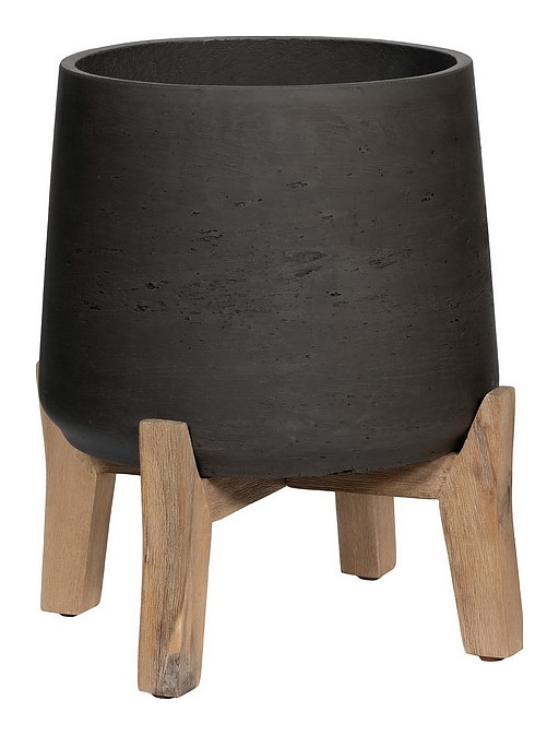 Кашпо Pottery Pots Patt (28х29 см) с подставкой, черное