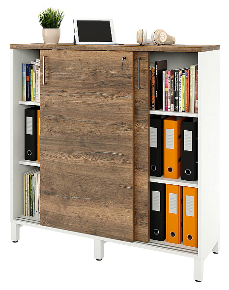 Локер ZAMM 3 полки МК 600 120х60х121 см фасад дуб Галифакс олово, корпус белый