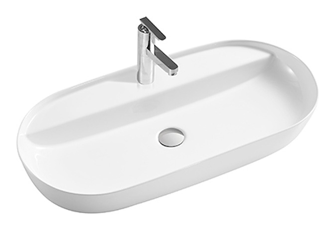 Раковина накладная Mira MR-8241 82х41 см, с отв. под смеситель, керамика