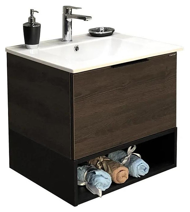 Тумба с раковиной Comforty Франкфурт-60 дуб шоколадный