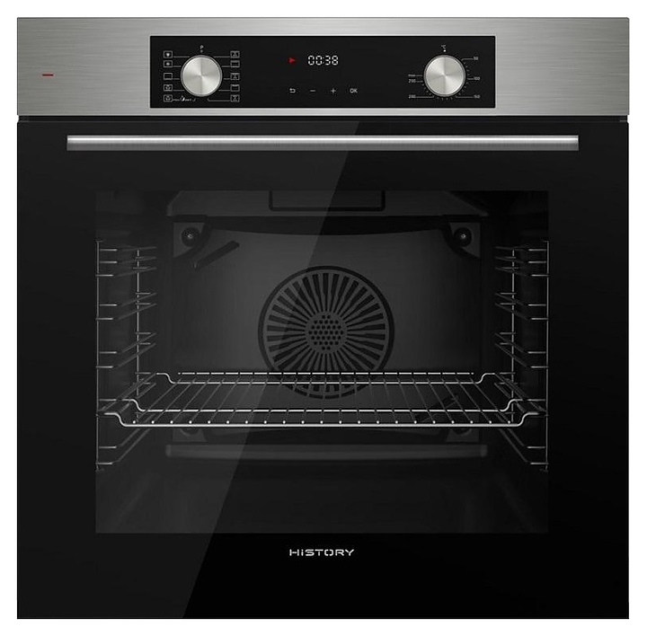 Духовой шкаф HiSTORY OE7710B.FIX черный / стекло / нерж. сталь
