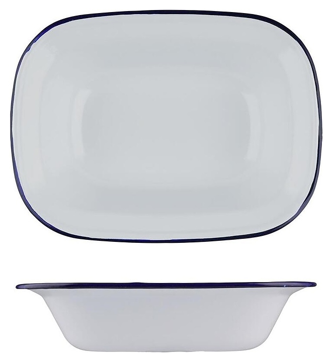 Блюдо сервировочное Sunnex CEP9082 Blue Rim 1250 мл 26х19 см h=6 см (эмалированная сталь) прямоугольное