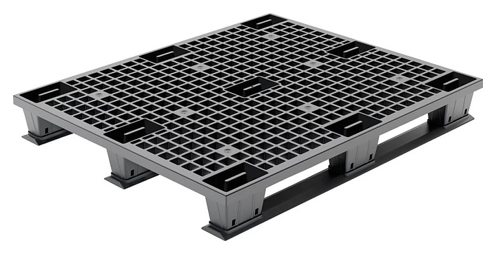 Паллет ТАРА.РУ TR 1210 LPS 1200х1000х150 мм (перфорированный на 3 полозьях) черный