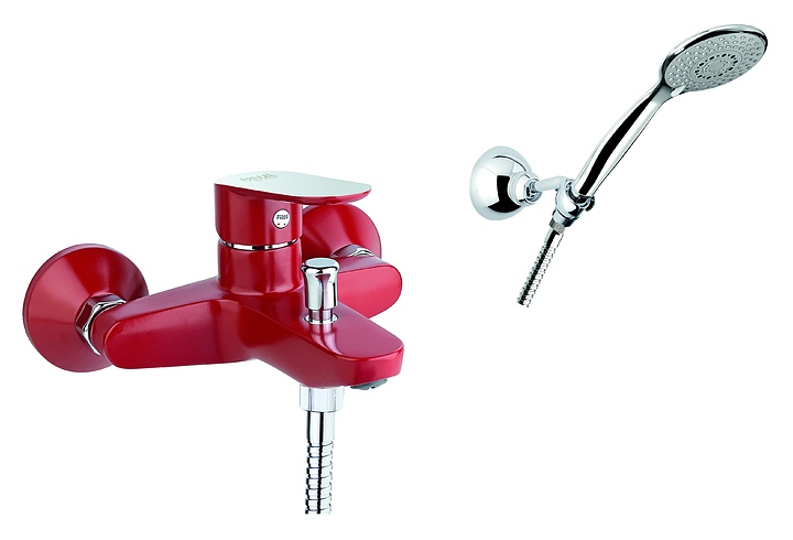 Смеситель для ванны и душа настенный Fiore Kevon Chic 81RX8150 хром, красный