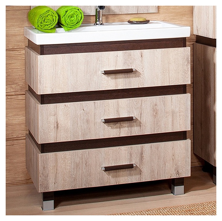 Тумба под раковину БРИКЛАЕР Техас 70 см напольная, дуб кантри, венге