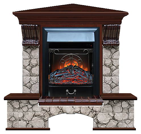 Камин Glenrich Бостон К Majestic BL Карелия красное дерево угловой