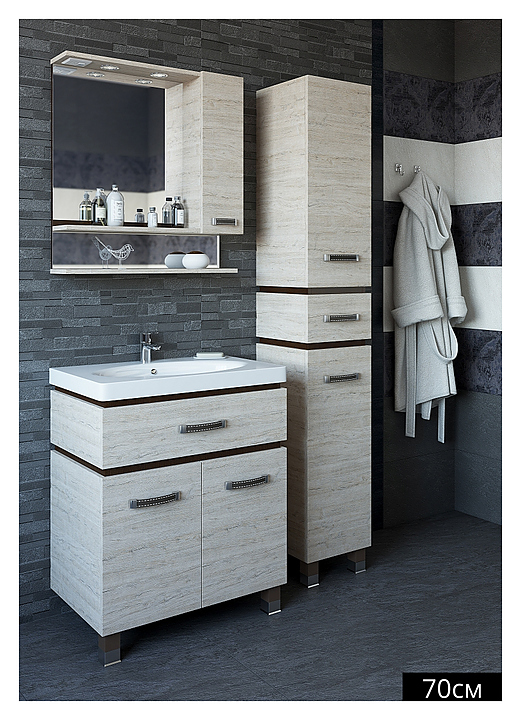 Гарнитур Sanflor Техас 70 см, 4 предмета, с правост. зеркалом, с правост. пеналом, венге, орегон