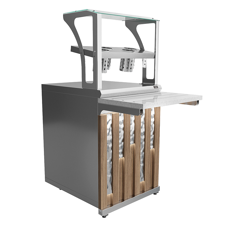 Прилавок для столовых приборов и подносов Luxstahl ПП (С)-600 Premium Rain (4 стакана) и подносов