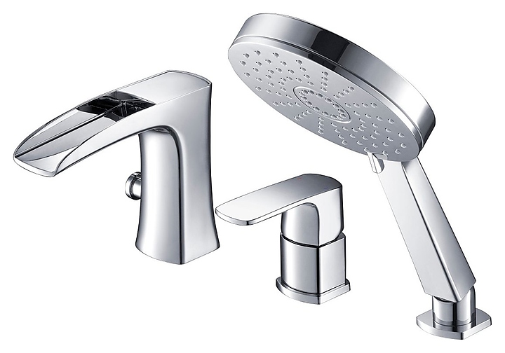 Смеситель для ванны с душем TIMO Lumi 4210/00Y встраиваемый на борт ванны, 3 отверстия, хром