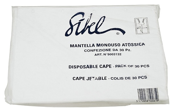Накидки для клиента Sibel 5003132, 30 шт., одноразовые белые
