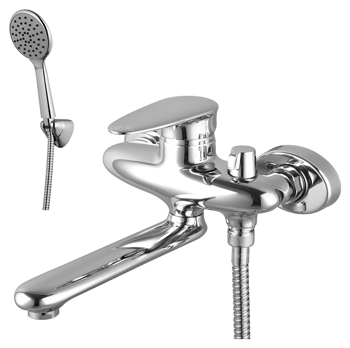 Смеситель для ванны и душа LEMARK Status LM4414C с поворотным плоским изливом, хром