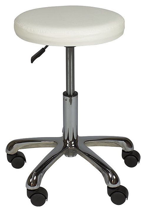 Стул мастера МЭДИСОН АСТЕК низкий без спинки на хромированном пятилучье, белый матовый