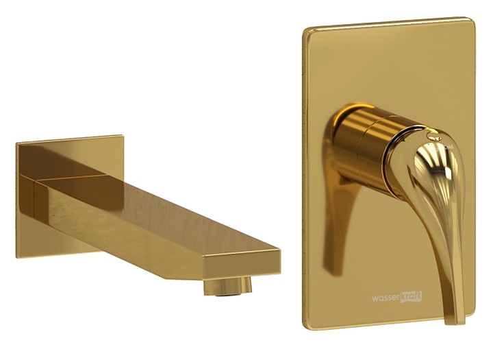 Смеситель для раковины встраиваемый Wasserkraft A71573 глянцевое золото
