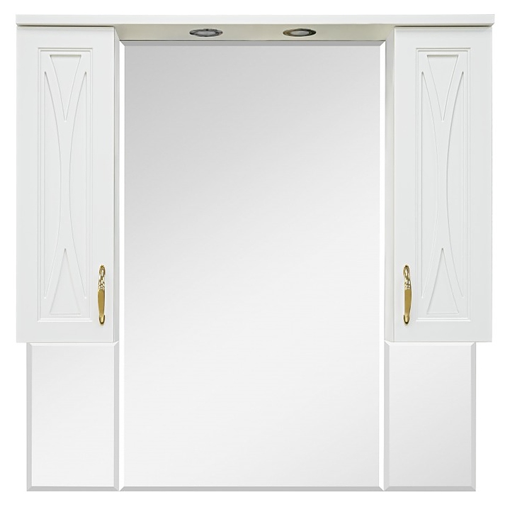 Зеркало Misty Амбра-100 98,1х100 см с 2 шкафчиками, белое