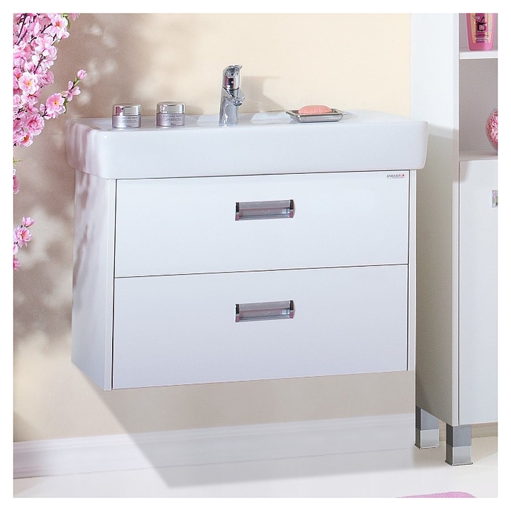 Тумба под раковину БРИКЛАЕР Палермо 80 см подвесная, белый глянец