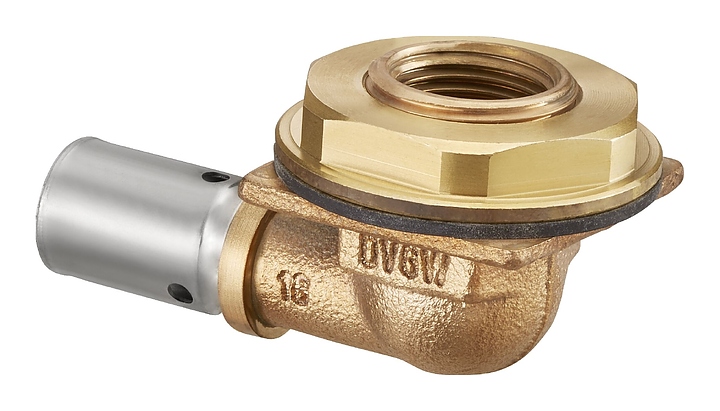 Колено выпускное для встроенного смывного бачка Oventrop Cofit P 1517443, PN 10, 16х2 мм - Rp 1/2