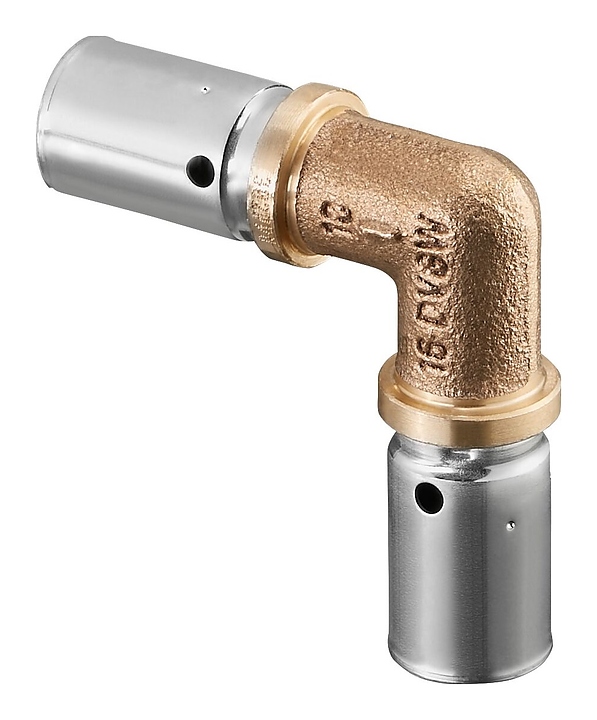 Пресс-угольник Oventrop Cofit PD-HT 1562843, PN 10, 16 мм - 16 мм, 90°, латунь