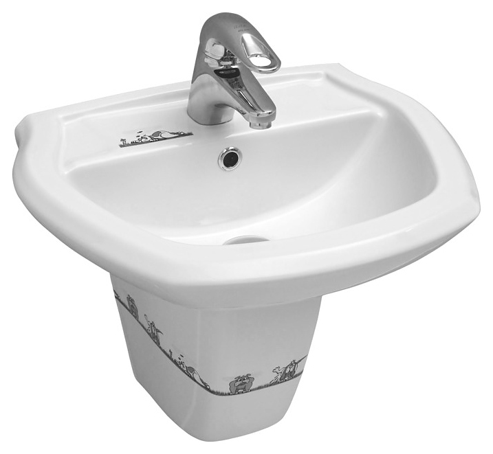 Раковина для детей в комплекте с полупьедесталом SEREL CHILDREN 8701+8721 42х42х14 см, фарфор, белая