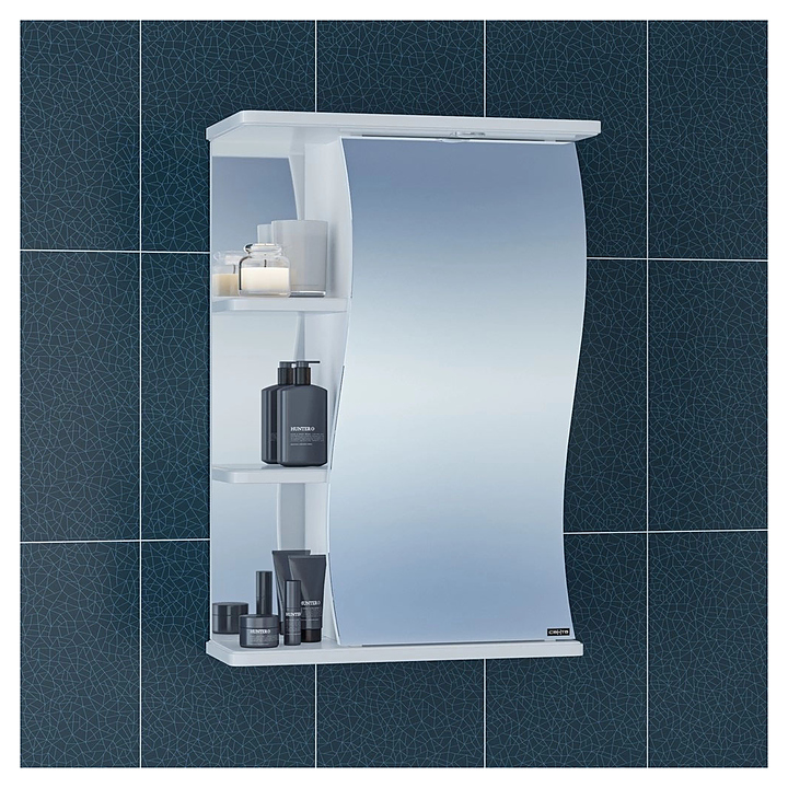 Шкаф зеркальный СаНта Волна 60 правый, со светильником