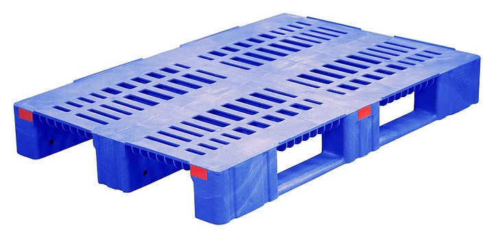Паллет ТАРА.РУ TR 1208-3-2 1200х800х150 мм (перфорированный на 3 полозьях (версия 2)) усиленный синий