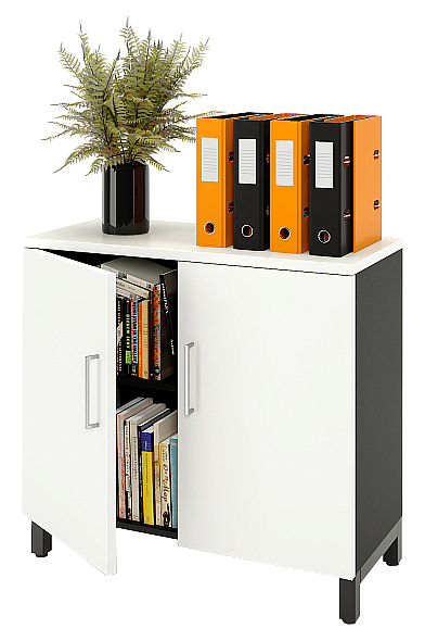 Шкаф для документов ZAMM 2 полки, 2 двери МК 414 90х41,4х83,7 см фасад белый, корпус черный