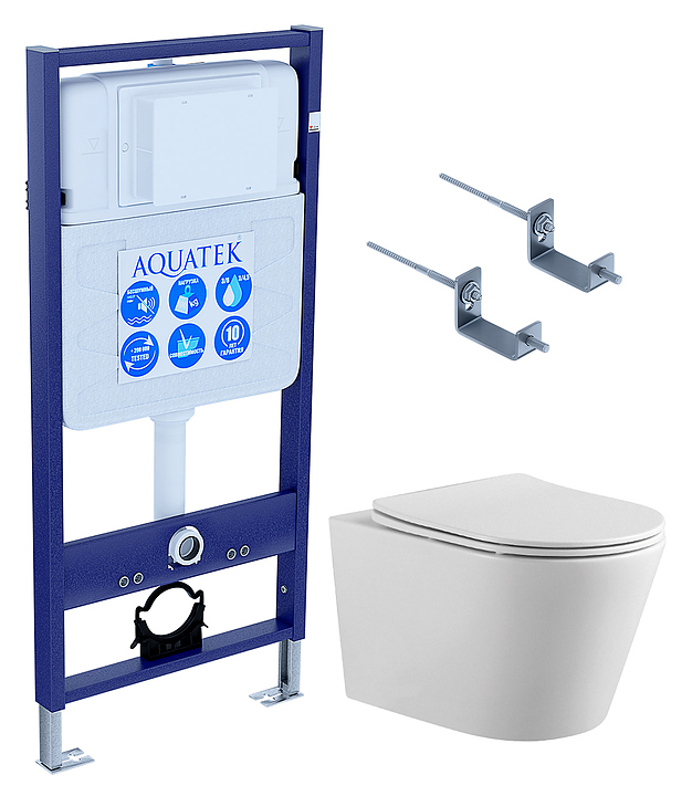 Унитаз подвесной с инсталляцией и сиденьем Aquatek SET ВЕГА-KKI2
