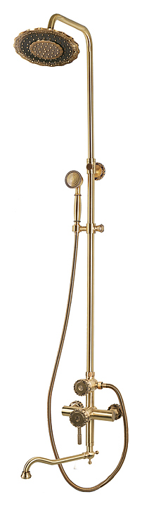 Стойка душевая Bronze de Luxe Windsor 10120DDF верхний душ двойной цветок, излив длинный