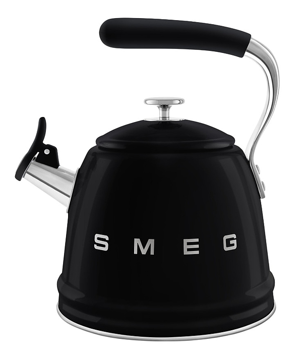 Чайник SMEG WKF01BL 2.3 л 243x205х277 мм со свистком, черный, глянцевый