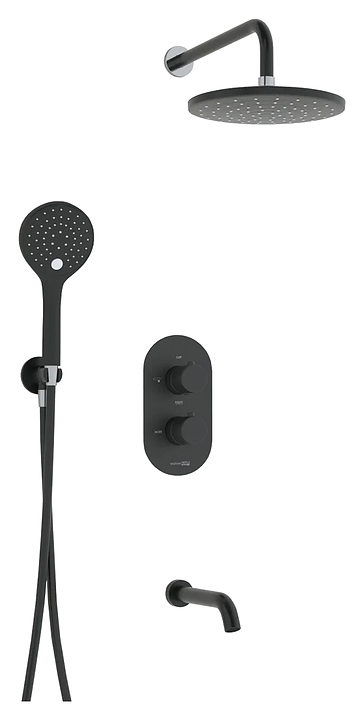 Комплект душевой встраиваемый термостатический Wasserkraft A177477 Thermo черный soft-touch