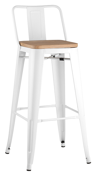 Стул полубарный Stool Group TOLIX WOOD со спинкой белый глянцевый