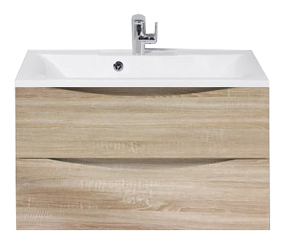 Тумба с раковиной BelBagno MARINO-800-2C-SO-WO-P + BB800/450-LV-MR-PR перелив слева, выбеленное дерево