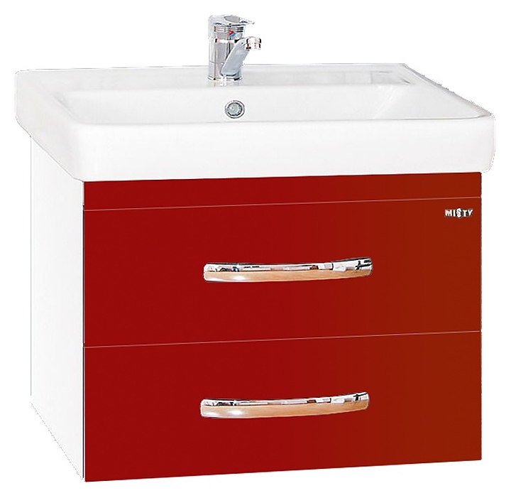 Тумба под раковину Misty Эмилия-60 55х46 см, подвесная, с 2 ящиками, красная