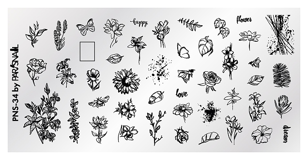 Пластина для стемпинга ParisNail PNS-34 (120х60 мм)