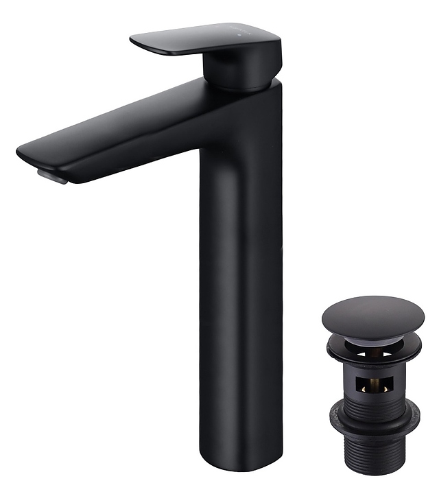 Смеситель для раковины Aquatek Вега AQ1005MB с донным клапаном, черный матовый