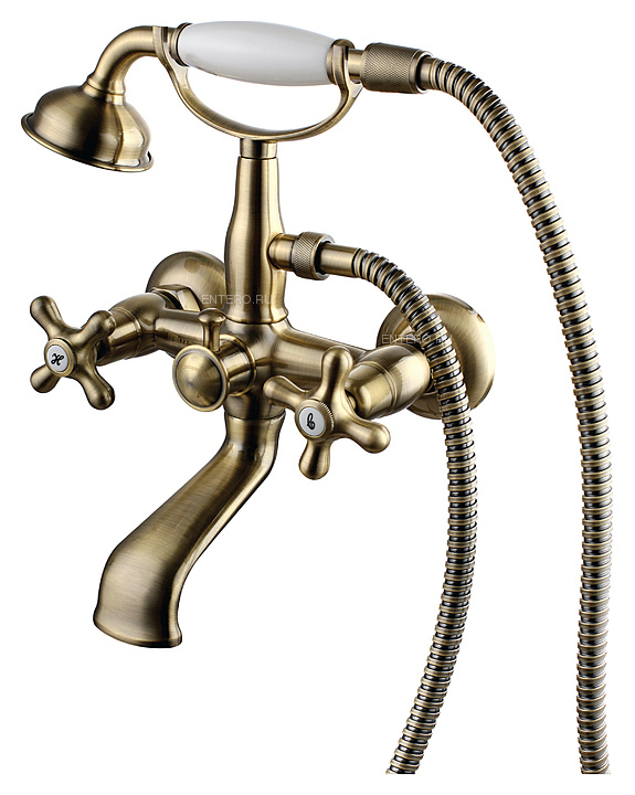 Смеситель для ванны и душа LEMARK Vintage LM2812B с коротким монолитным изливом, бронза