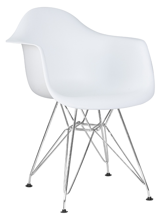 Стул обеденный DOBRIN 620BPP-LMZL DAW CHROME (белый, хромированная сталь)